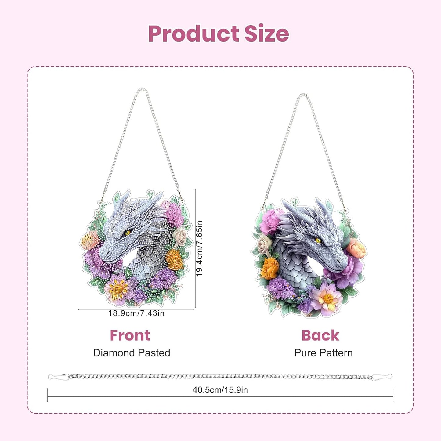 EOBROMD Diamond Hanging Art Kits for Adults, Dragon Diamond Art Painting Window Pendant Kits Suncatchers, DIY Special Shaped Rhinestone Adults, Home Wall Decor