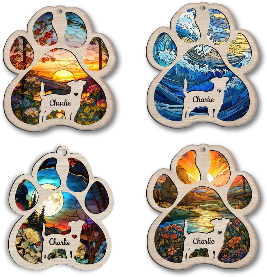 IZI POD Personalized Borzoi Suncatcher Dog Memorial Gifts, Custom Borzoi Ornament Christmas Tree, Pet Remembrance Gift, Loss of Dog Sympathy Gift, Pets Memorial Ornament, Pet Loss Suncatcher