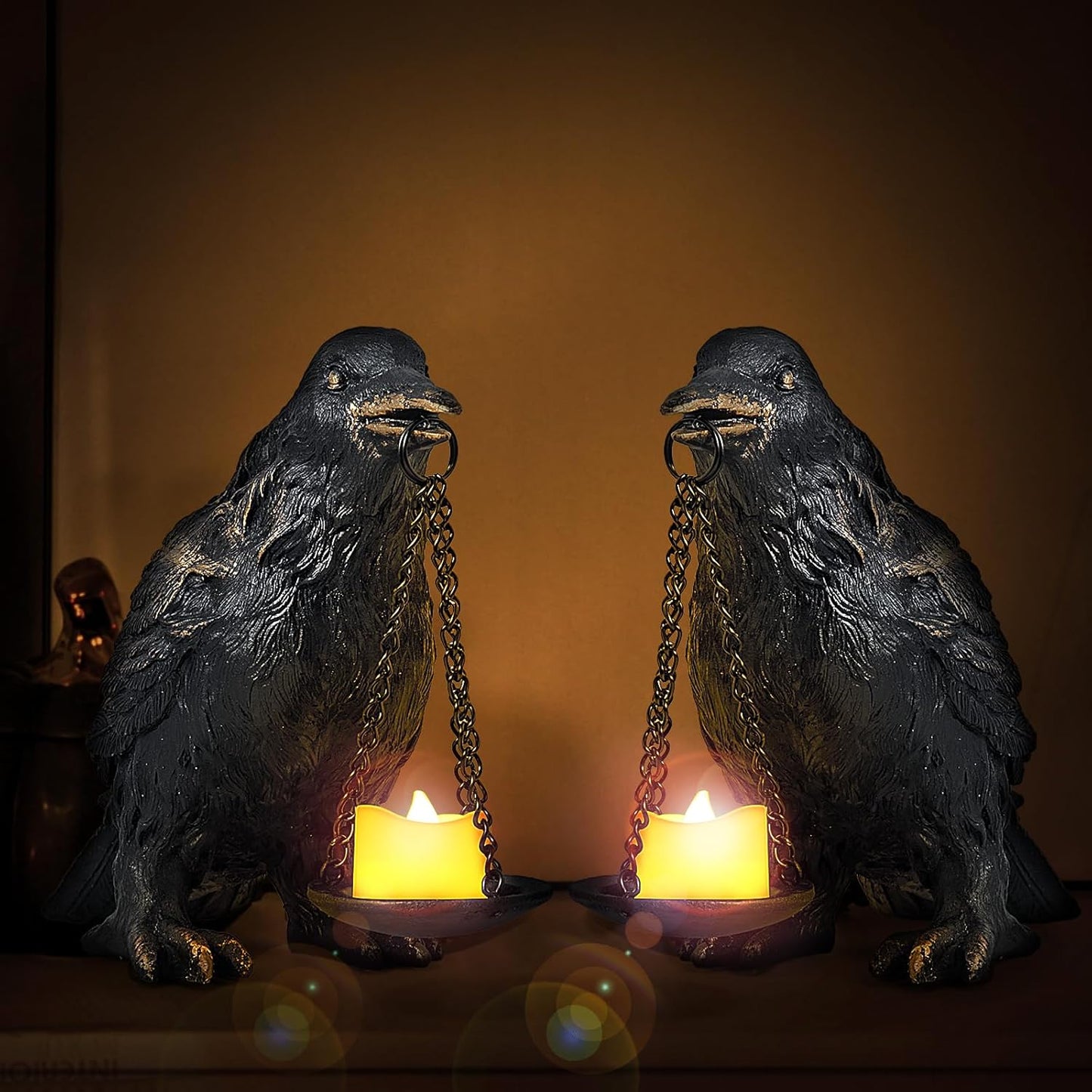 Black Gothic Candle Holders Set (Tall Metal)