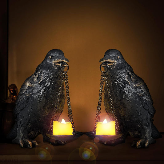 Black Gothic Candle Holders Set (Tall Metal)