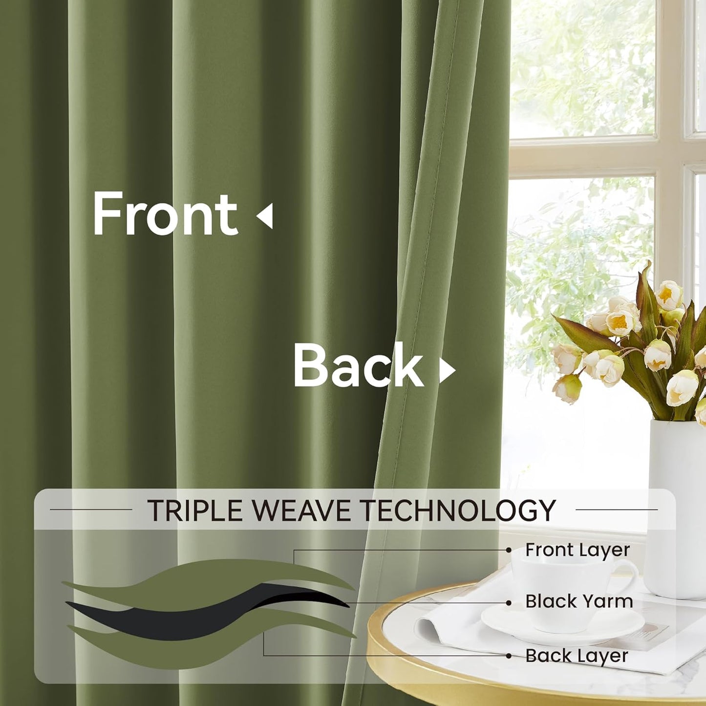 102 Inch Blackout Curtains Pinch Pleated Thermal Insulated Drapes for Bedroom, Room Darkening Solid Window Treatments for Living Room for Traverse Rod With Hooks(2 Panels,40x102 Inch, Sage Green)