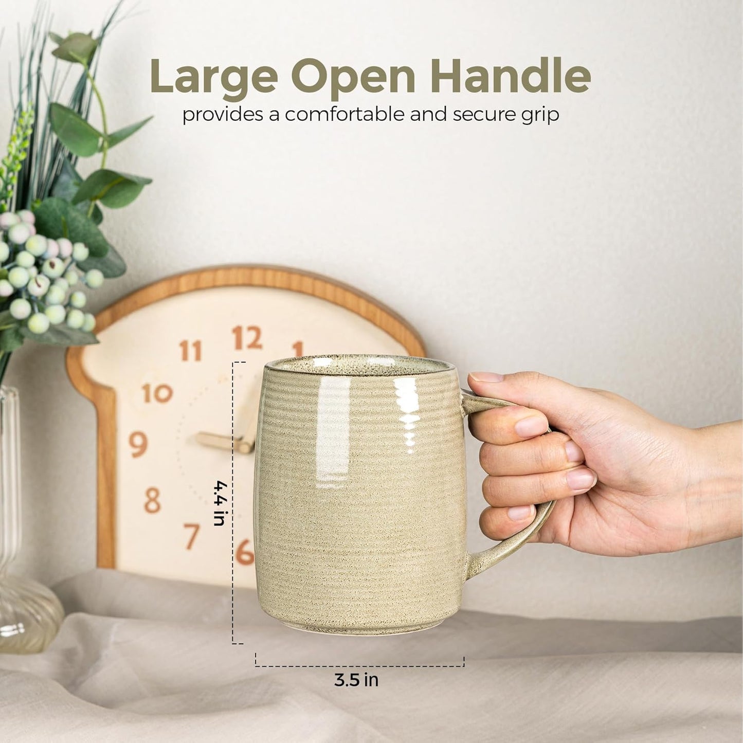 GBHOME Large Coffee Mugs Set of 4, 18oz Handmade Ceramic Coffee Mugs Set with Gradient color for Latte/Tea/Beer/Hot Cocoa, Dishwasher & Microwave Safe, Cappuccino