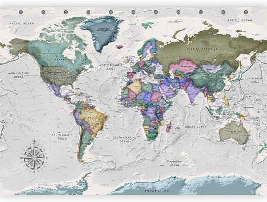 artgeist Premium Wall Mural World Map 177x124 in - XXL Non-Woven Wallpaper Fleece Wall Decor Photo Print Picture Image Design Home Map of The World k-A-0380-a-a