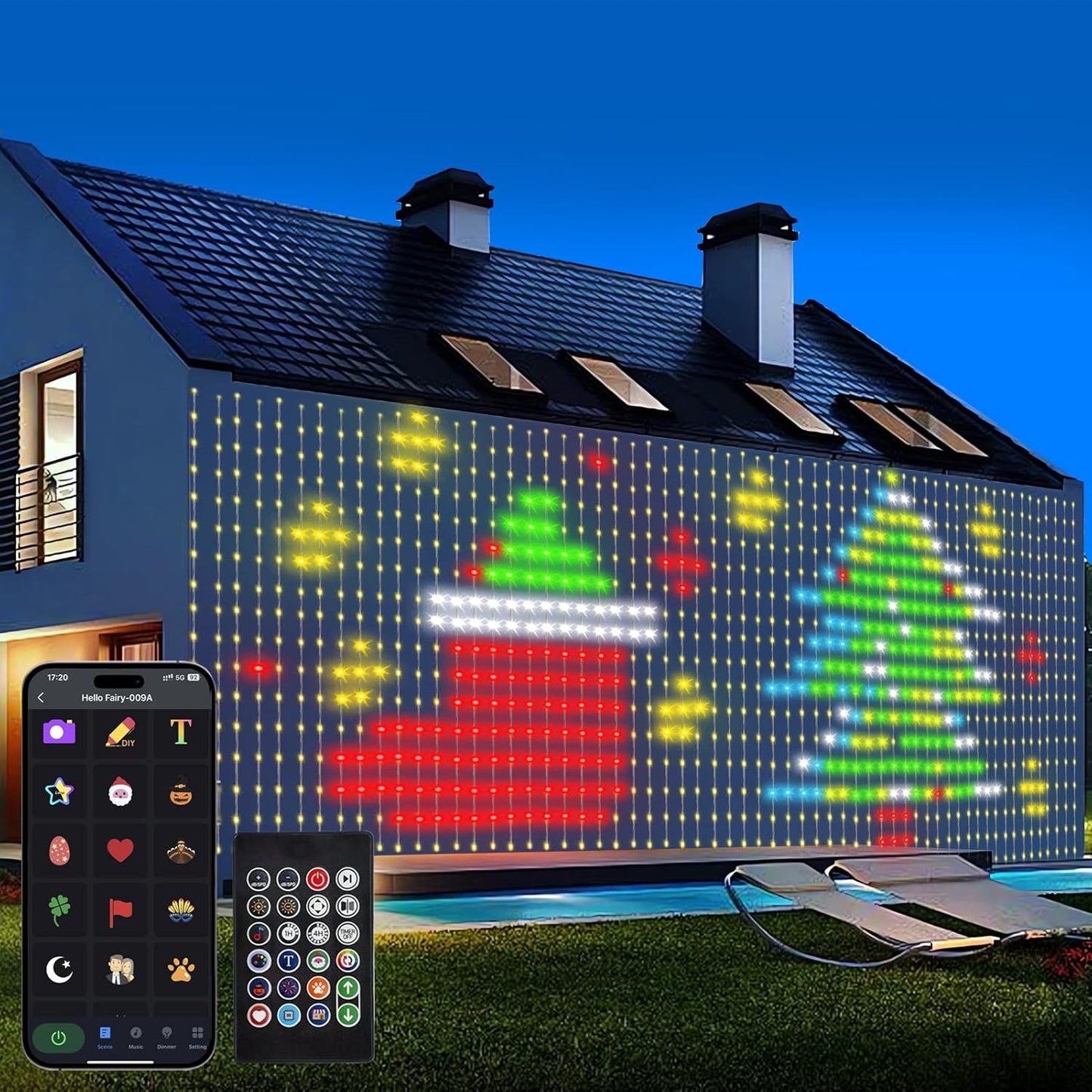echosari Curtain Lights Plug in, 400 LED Smart Curtain Lights 6.6 x 6.6ft with APP & Remote RGB & IC DIY Pattern Music Sync for Bedroom Backdrop Decor