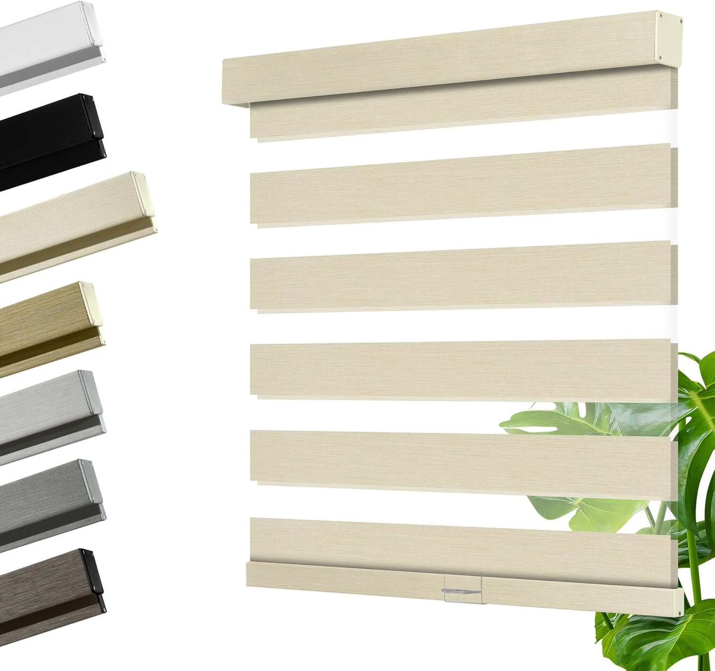 Cordless Zebra Blinds for Windows, Blackout Interior Blinds,Easy to Install,UV Protection,for Offices and Home,Custom Roller Shades, Mousse Light Grey,12" W x 64" H