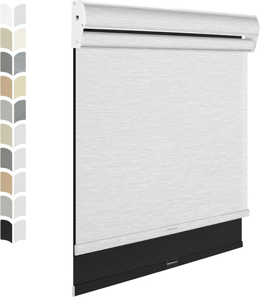 BERISSA Cordless Dual Roller Shades With Cassette Valance, Blackout and Light Filtering, Day and Night for Home Office Door - Linen Black and White, 63 W x 64" H