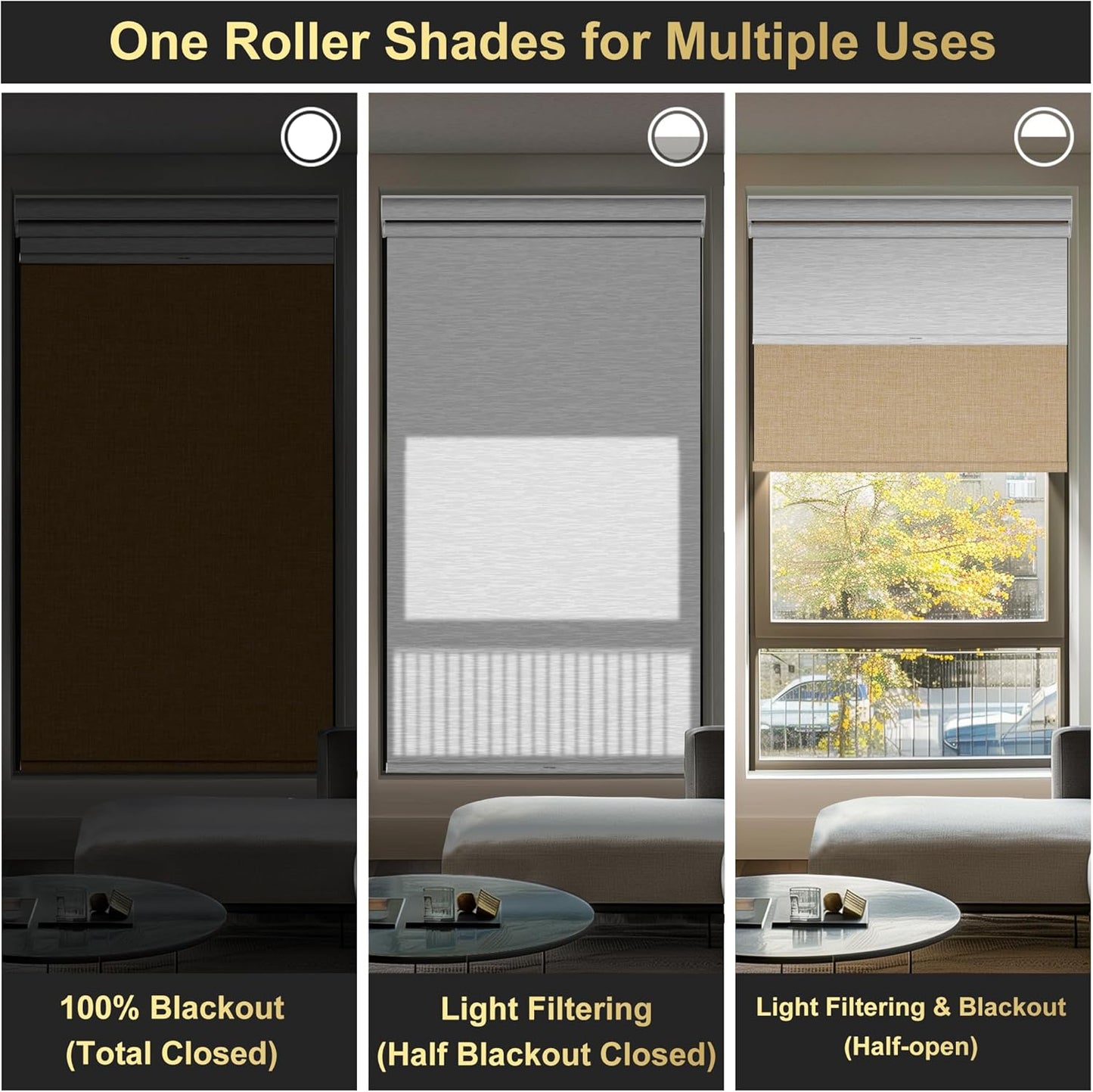 BERISSA Cordless Dual Roller Shades with Cassette Valance,Double Window Shades Blackout and Light Filtering Shades,Day and Night Roller Shades for Home Office Door.Linen Beige and White.56 W x 44" H