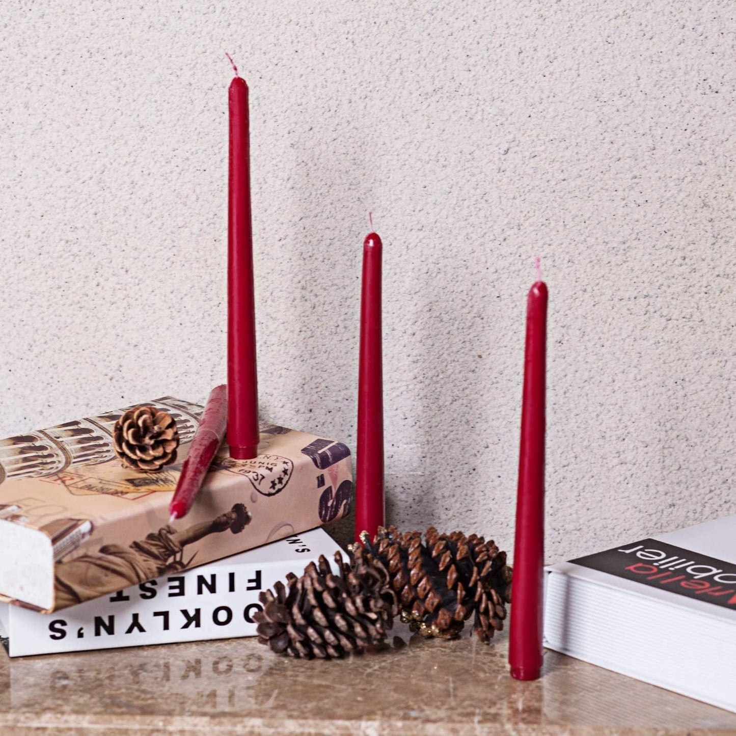 14 Pack Burgundy Taper Candles, 12 Inch Unscented Candles for Table & Home Decor