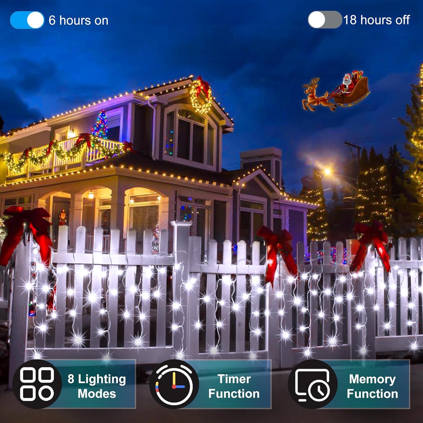 666 LED 66FT Christmas Lights with 148 Drops, 12 Modes Dimmable Cool White Outdoor Hanging Lights with Timer Memory, Waterproof Curtain Lights for Home Bedroom Indoor Tree Window Roof Fence Wedding