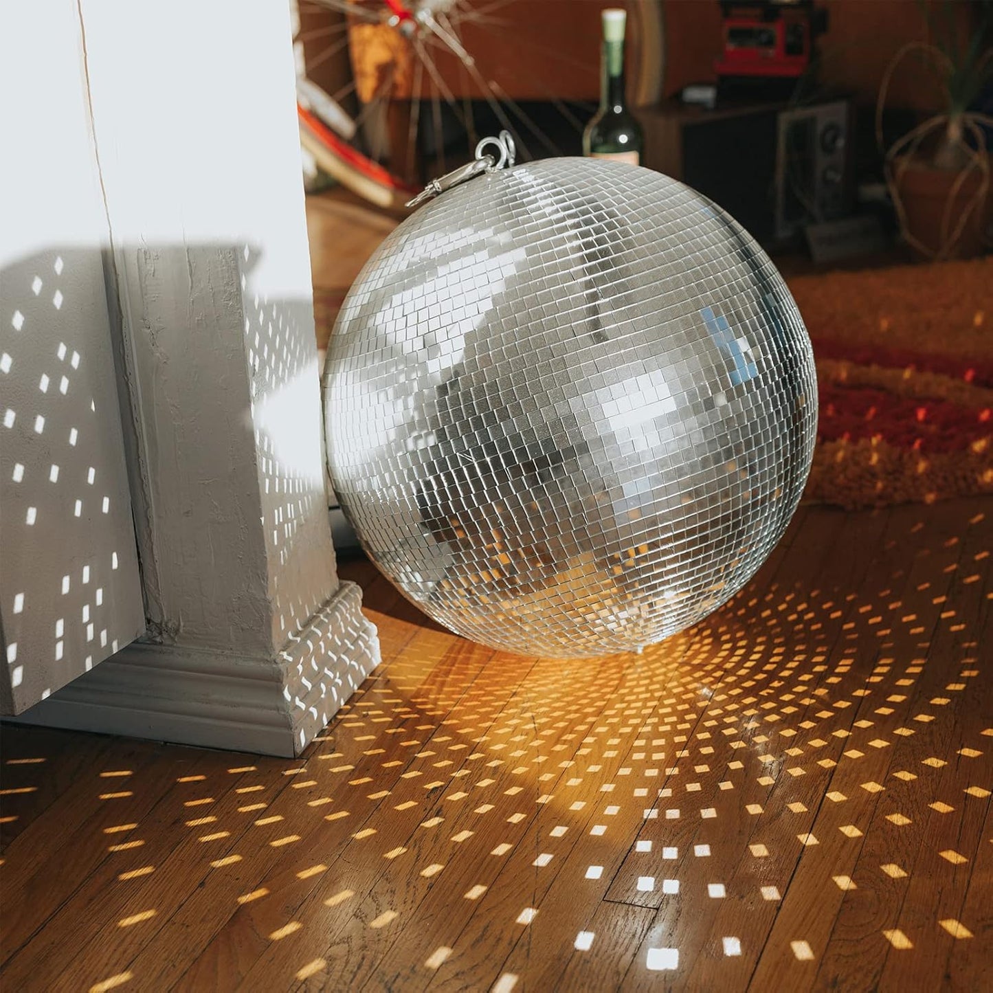 Art3dwallpanels 6 Pack Self-Adhesive Glass Mirror Mosaic Tiles 2364 Pieces Small Square Mirror Tiles Sticker for DIY Craft Decoration, Disco Ball Silver