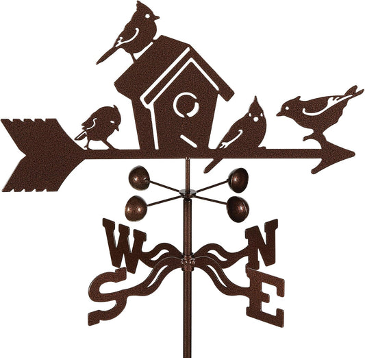 EZ Vane Birdhouse Weathervane — Roof Mount, Wind Cups, Antique Copper Finish, Steel with Durable Triple Powder Coating, Handcrafted in USA