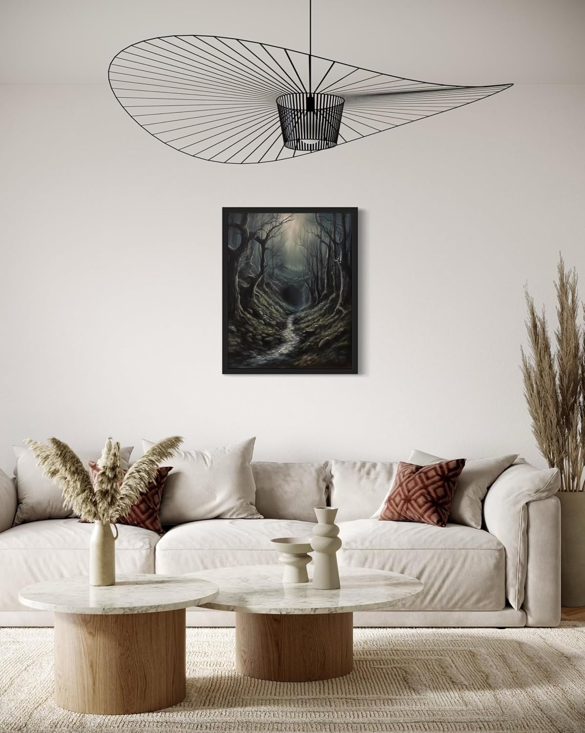 Dark Tunnel Poster Art Print, Halloween Scary Vintage Wall Art Academia Spooky Painting Decoration for Horror Prints, Gothic Posters Bedroom Decor 89 (Dark Tunnel, 16 x 20 inches, Black Frame)