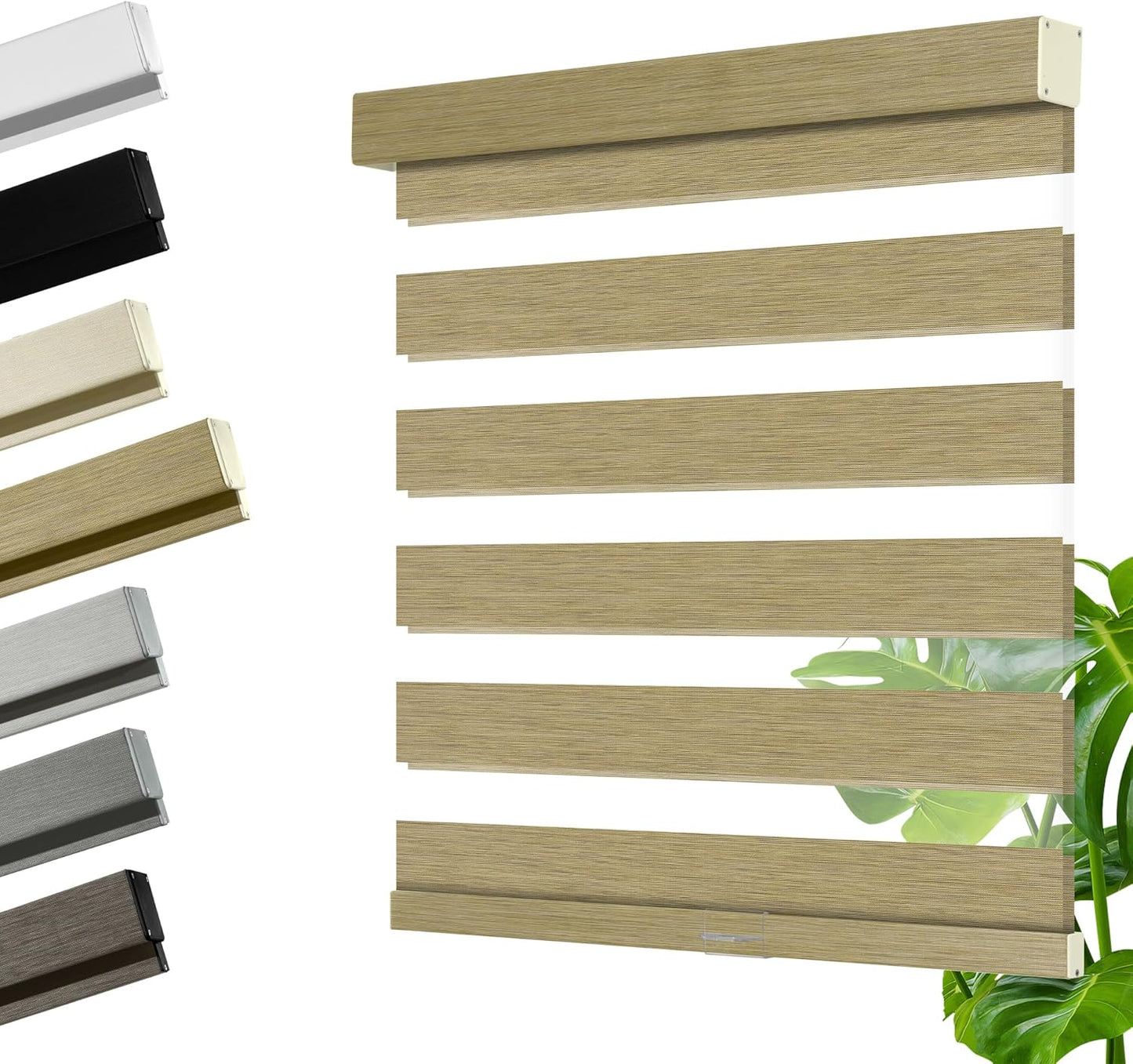 Cordless Zebra Blinds for Windows, Blackout Interior Blinds,Easy to Install,UV Protection,for Offices and Home,Custom Roller Shades, Mousse Light Bown,84" W x 80" H