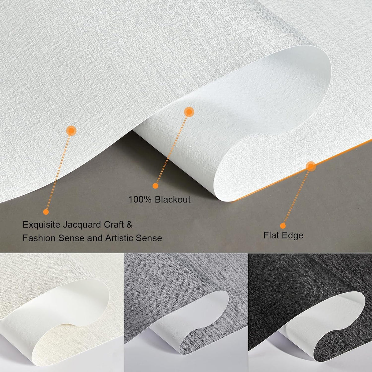 Persilux Blackout Roller Shades & Blinds Windows Shades Free-Stop Blackout Blinds with Jacquard Fabric,Cordless Blinds Pull Down Shades for Home, Easy to Install for Door/Office, White(40.5"W x 84"H)