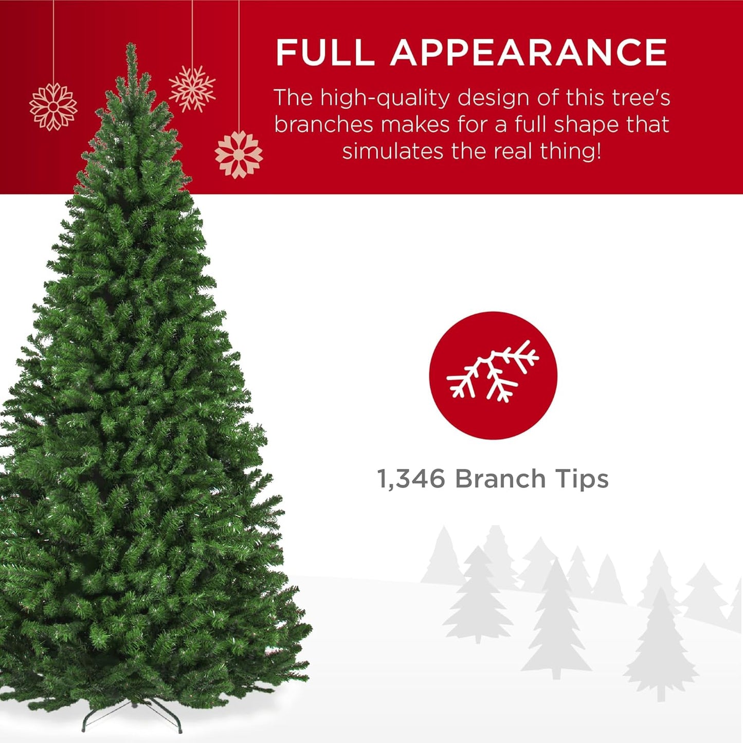 Best Choice Products Artificial Christmas Tree, 7.5ft Premium Unlit Realistic Spruce Holiday Décor w/Dense Branches, Easy Assembly, Metal Base