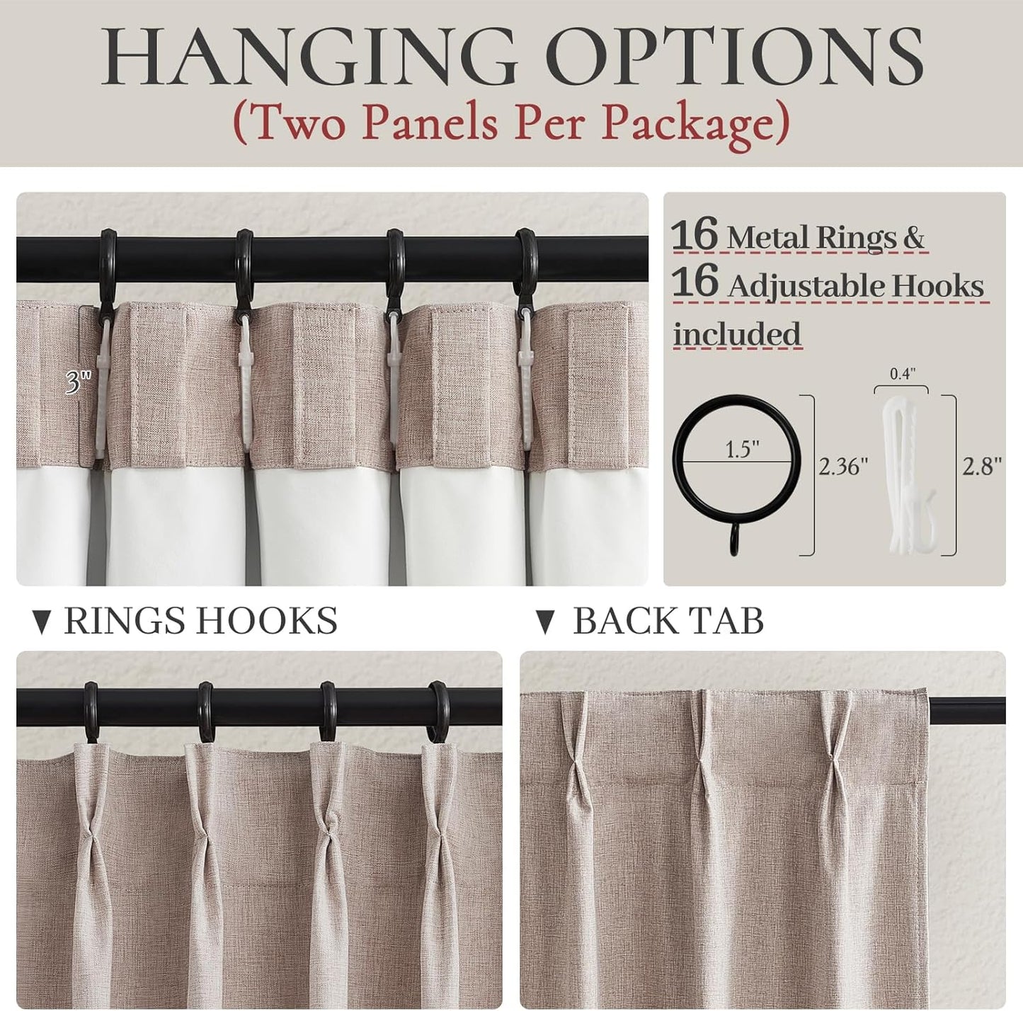 Farmhouse Style 95 Inch Curtains for Living Room Drapes, Pinch Pleated Linen Blackout 8ft Earthy Curtain Heat Blocking Blackout Window Treatment 2 Burg Panels Sunroom/Patio Sliding Door (40Wx95L)