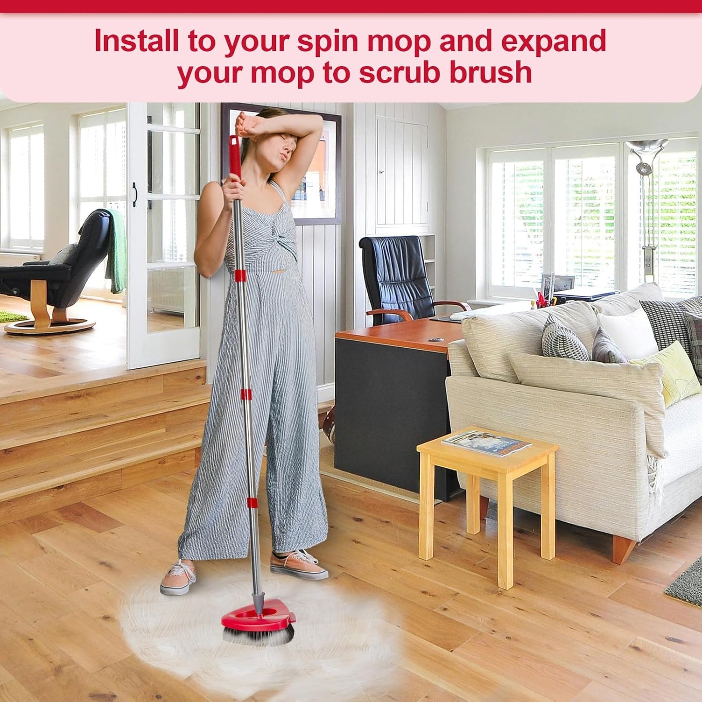 2 Pack Scrub Brush Head Replacement Compatible with O Cedar EasyWring Spin Mop 1-Tank System, Floor Scrubber Head, Shower Scrub Brush with Hard Bristles for Cleaning & Scrubbing