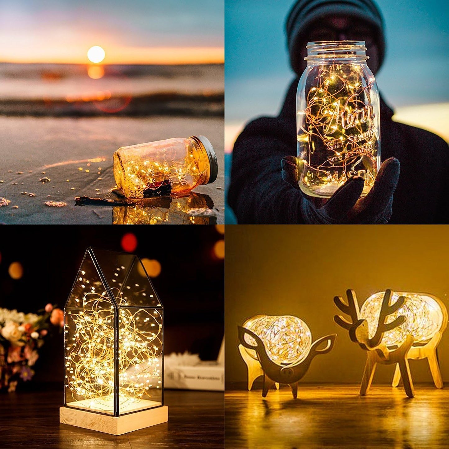 ANJAYLIA Fairy Lights, 4 Pack String Lights Battery Operated 10ft 30 LED Twinkle Lights for Wedding, Bedroom, Party, Christmas, Warm White