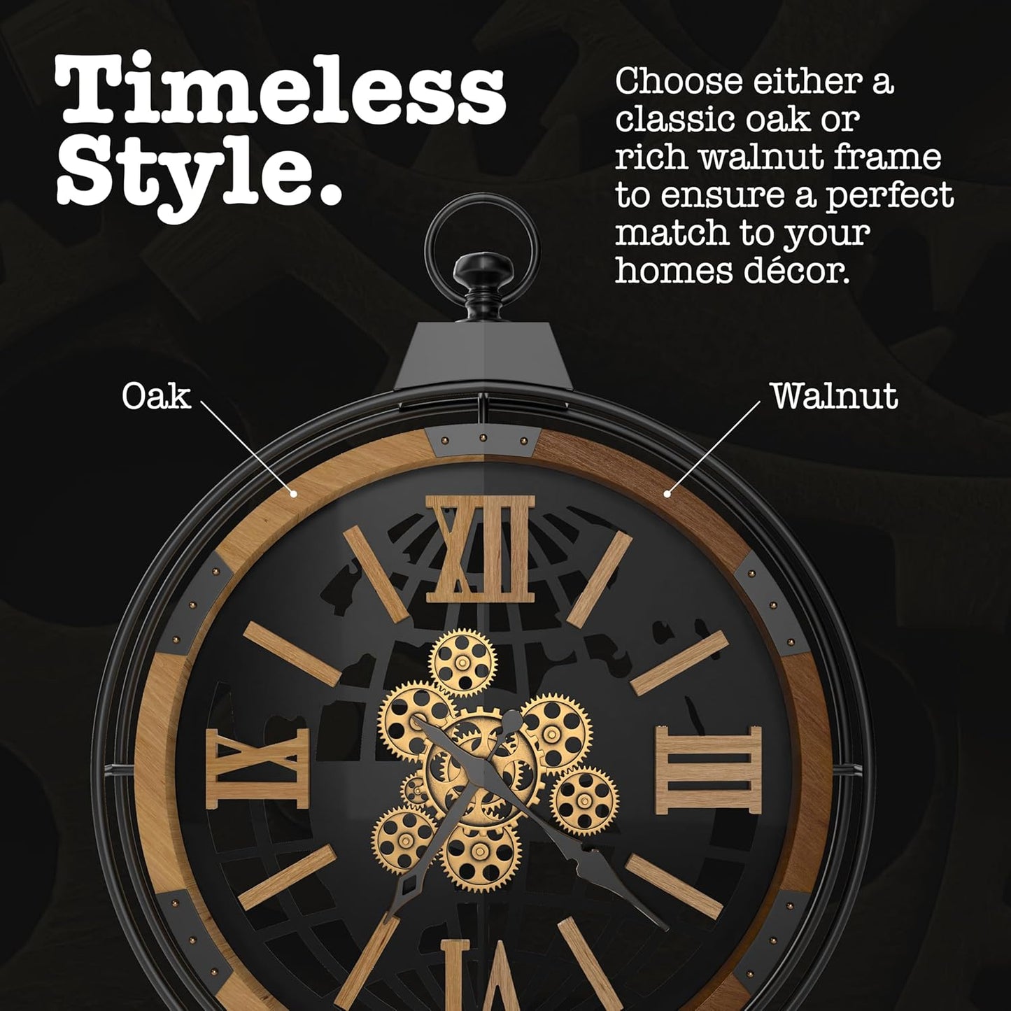 Large Rustic Gear Wall Clock – Vintage Farmhouse Iron Frame (30”)