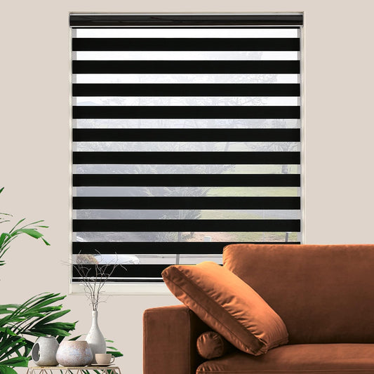 Custom Size Zebra Blinds for Windows Roller Shades Light Filtering Shades Room Darkening Window Shades for Kitchen Bedroom Office Easy to Install(Custom Size Black Color)