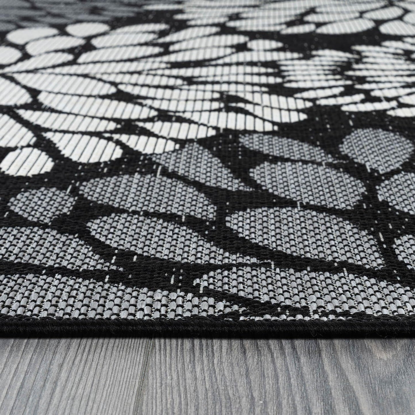 Beverly Rug Outdoor Rug 5x7 Modern Exotic Tropical Leaf Area Rugs for Indoor and Outdoor Patio Deck Porch Garden Water Resistant Washable Outside Carpet (5 x 7 Dark Gray)