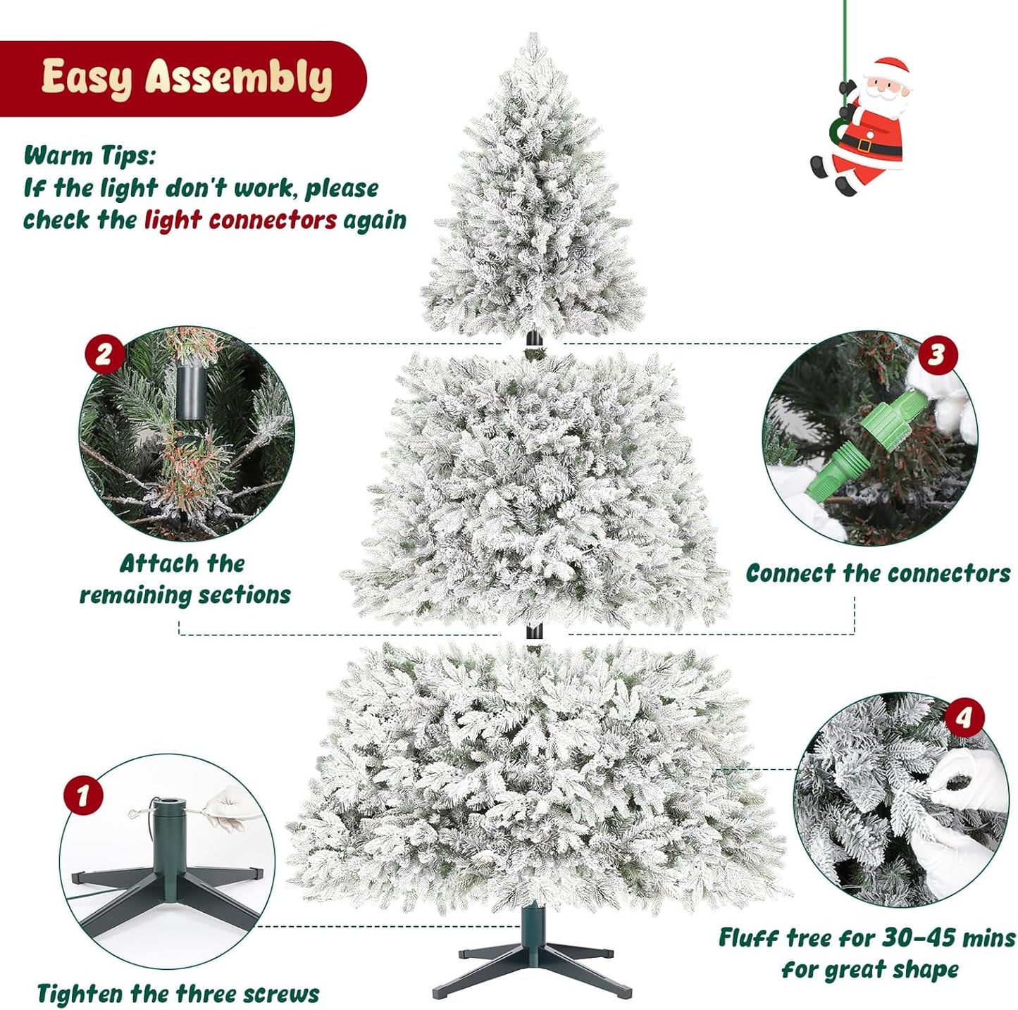 6.5FT Rotating Christmas Tree with Remote, Pre-Lit Artificial Green PE & PVC Xmas Tree, Multicolor LED Lights with Music & Flash Modes, Deluxe Holiday Home Decor