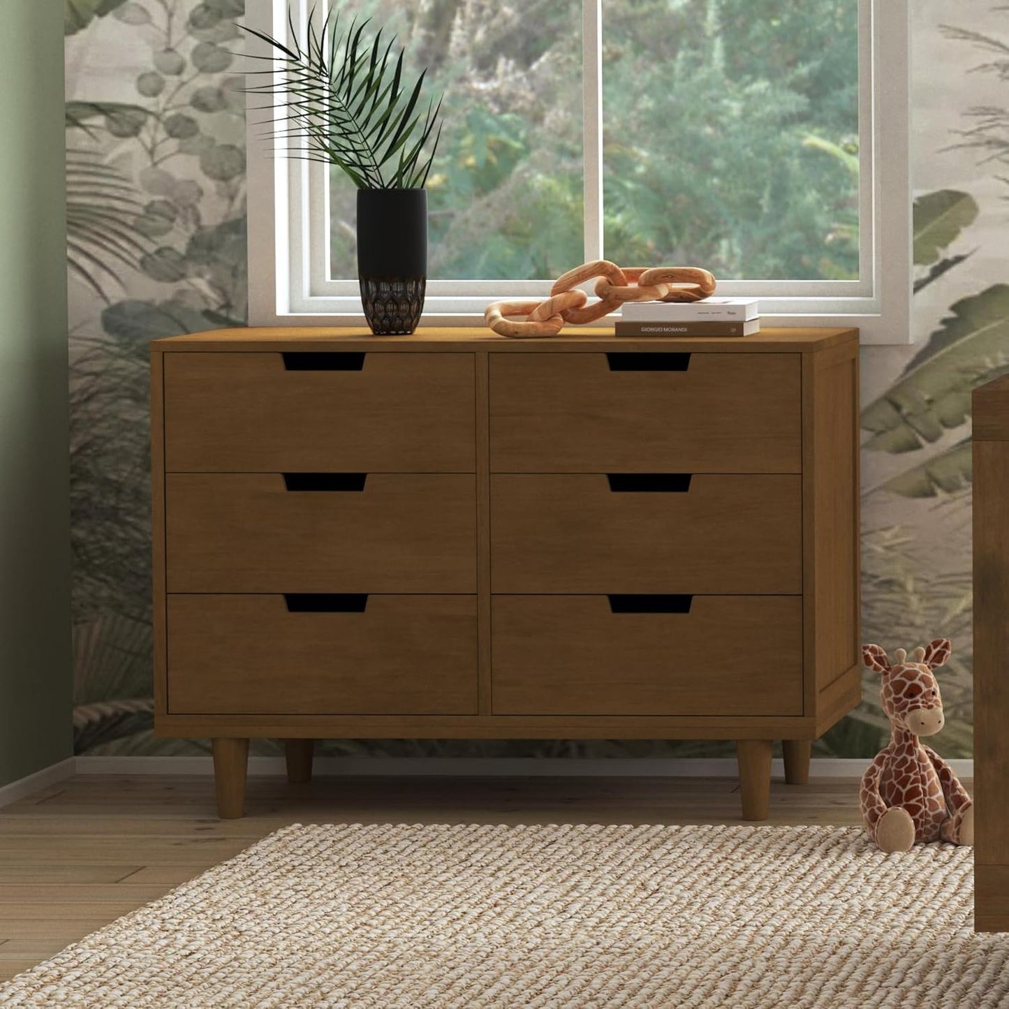 DaVinci Marley 6-Drawer Dresser - Baby Dresser for Nursery - Kids Bedroom Furniture - Double Chest of Drawers for Toddler Boys and Girls - Versatile Wood Dresser for Living Room, Hallway - Walnut