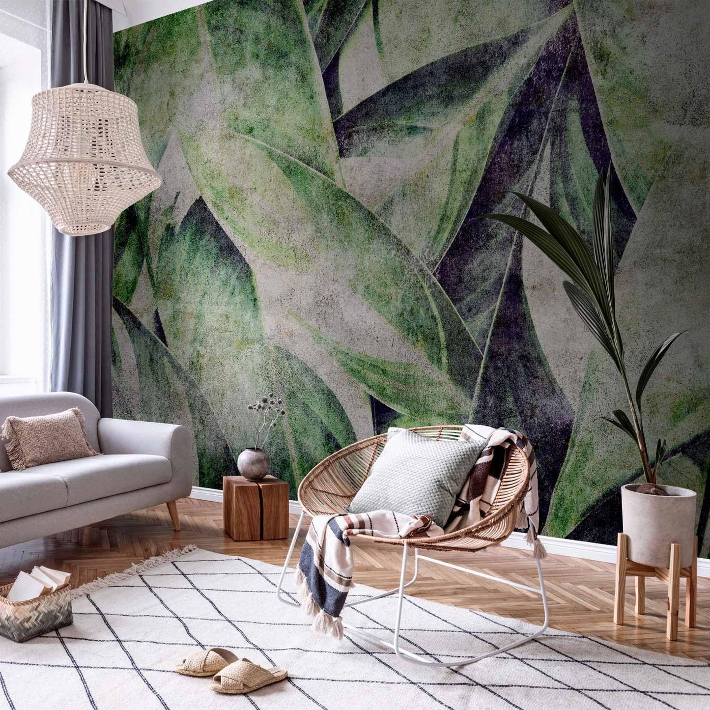artgeist Premium Wall Mural Tropical Leaves 157"x110"XXL Non-Woven Wallpaper Fleece Wall Decor Photo Print Picture Image Design Jungle Nature Botanical b-C-0844-a-a