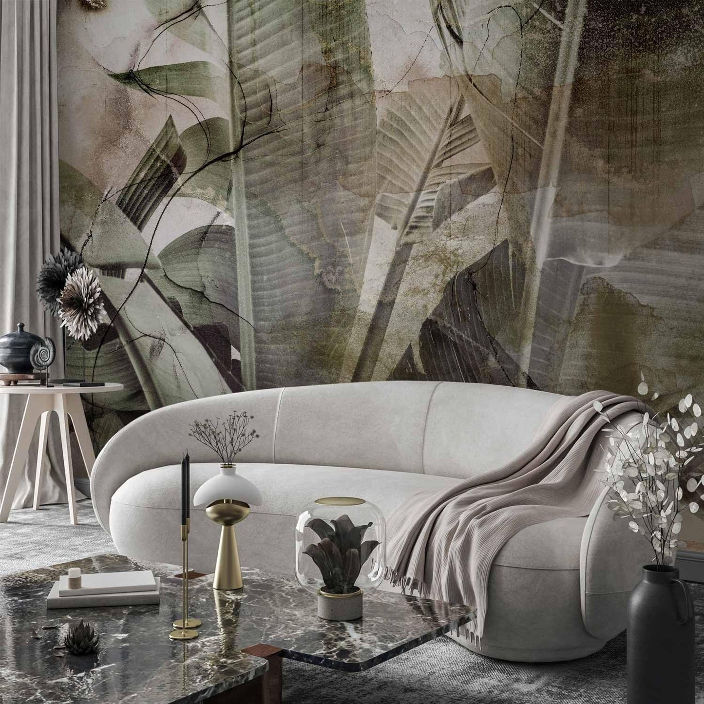 artgeist Premium Wall Mural Tropical Leaves 79x55 in - XXL Non-Woven Wallpaper Fleece Wall Decor Photo Print Picture Image Design Plant Jungle Nature Like Painted b-C-0776-a-a