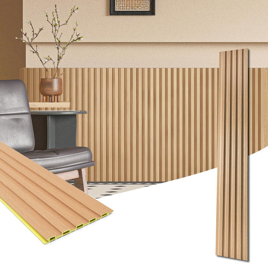 Art3d WPC Wainscoting Panels, 16-Pack 48 x 6 Inch 3D Wall Accents for Interior Wall Decor, Living Room, Bedroom, Boxwood