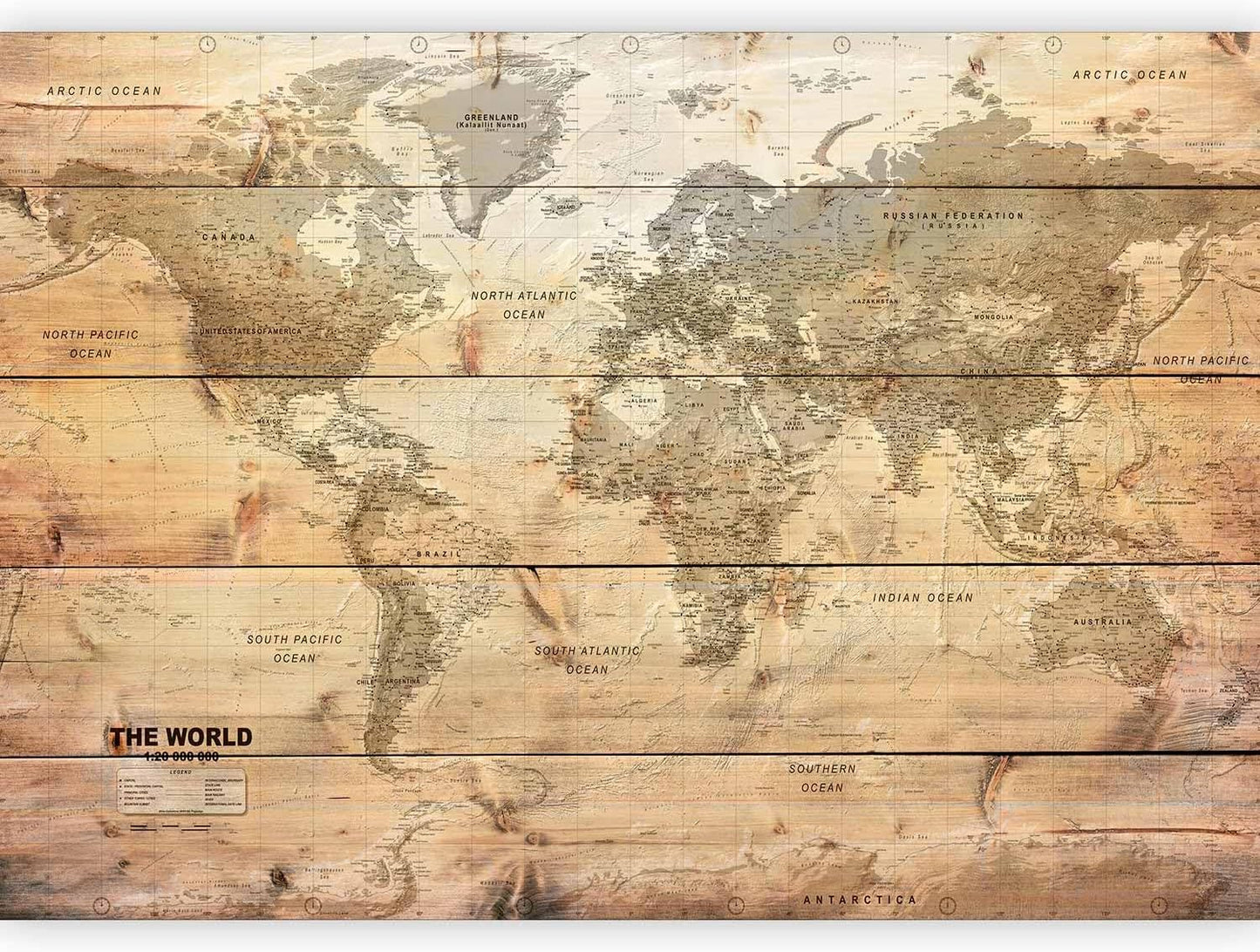artgeist Wall Mural World Map 138x101 in - XXL Non-Woven Wallpaper Fleece Wall Decor Photo Print Picture Image Design Home Map of The World k-A-0218-a-a