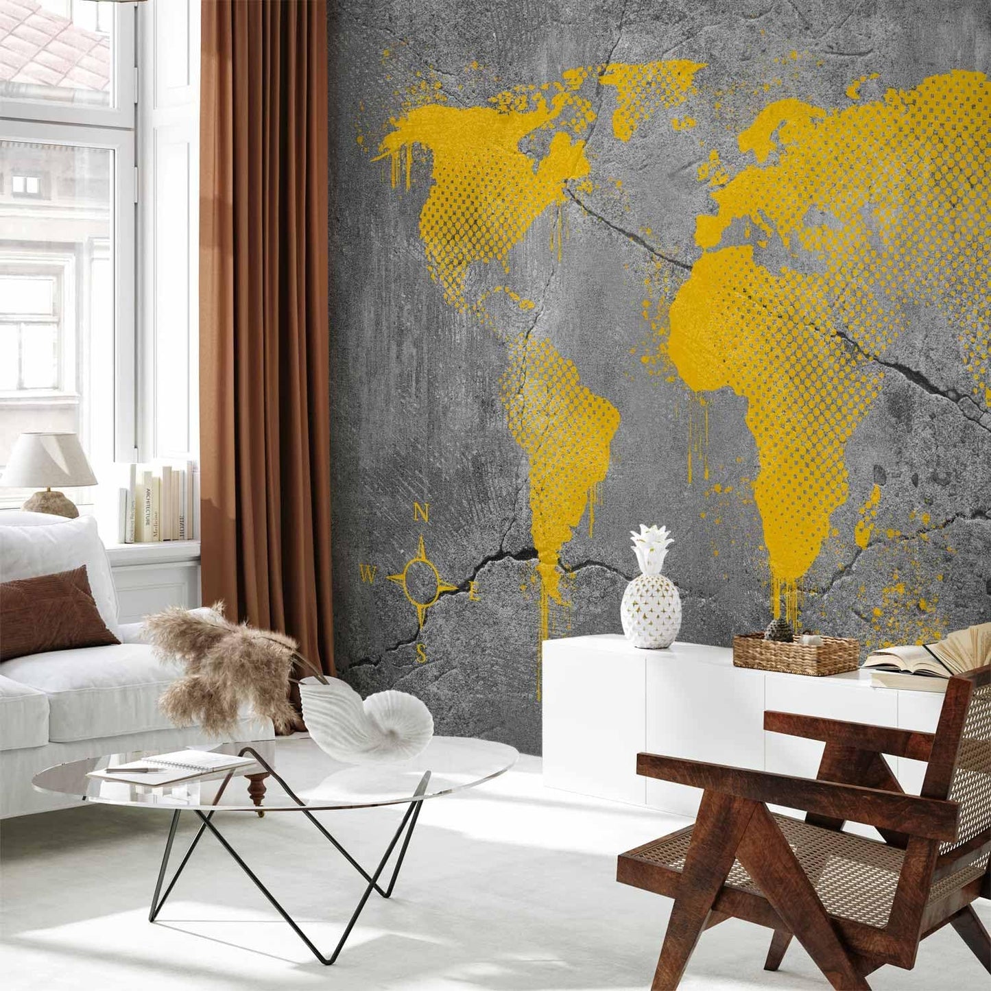 artgeist Wall Mural World Map 135x101 in - XXL Peel and Stick Self-Adhesive Wallpaper Removable Large Sticker Foil Wall Decor Print Picture Image Design Map of The World k-A-0494-a-a