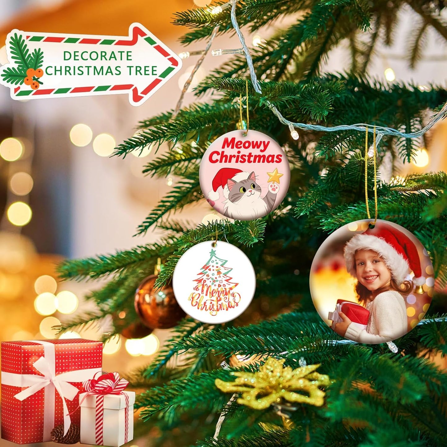 50 PCS Ceramic Sublimation Ornament Blanks Bulk 3 Inch White Round Crafts DIY Personalized Printed Christmas Home Porcelain Paintable Decorate