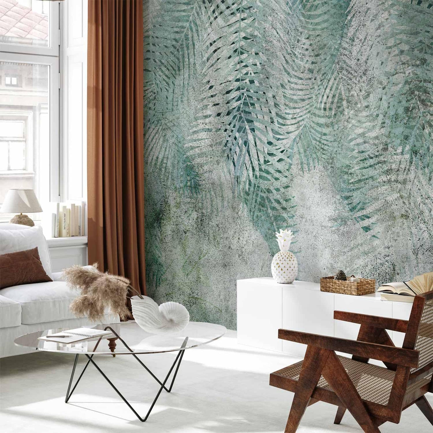 artgeist Wall Mural Leaves 173x124 in - Peel and Stick Self-Adhesive Wallpaper Removable Large Sticker Foil Wall Decor Print Picture Design Nature Botanical Plants Palm Abstract b-C-0861-a-a
