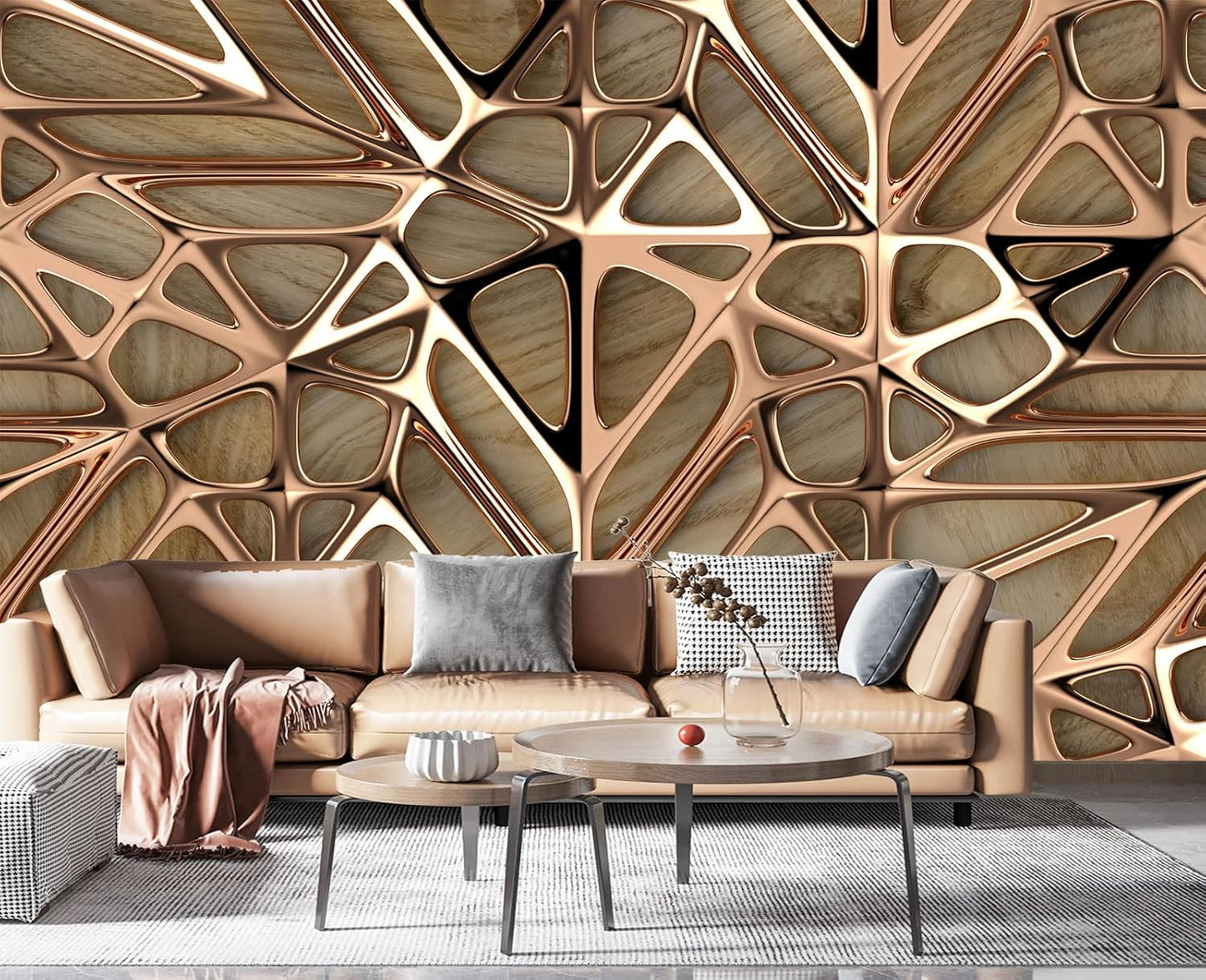 3D Metal Wall Mural Wallpaper for Bedroom 178" x 117"