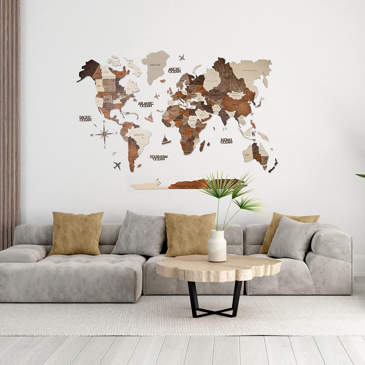 Handmade 3D Wood World Map Wall Art Large Wall Decor Track Your World Travels - Special For Home, Kitchen And Office (X-Large, Multicolor)