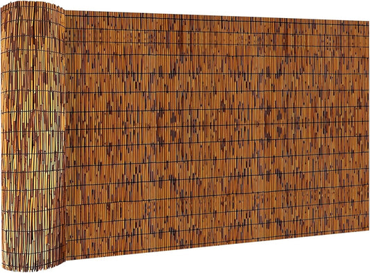 Bamboo Reed Fencing, Light Russet Bamboo Screens Outdoor for Patio, Decorative Balcony Privacy Screen Reed Fence Rolls Curtains for Garden Backyard, 3 x 6.6 FT