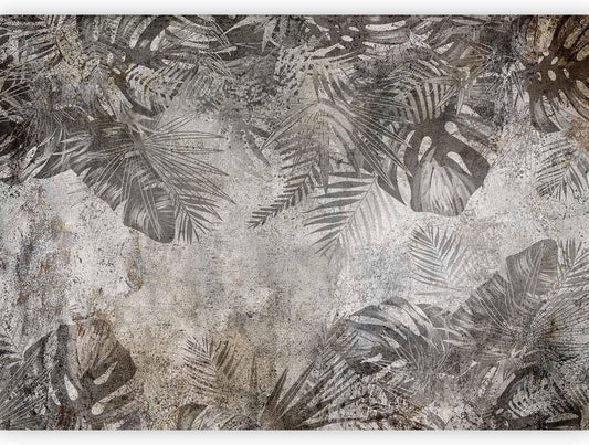 artgeist Premium Wall Mural Tropical Leaves 138x101 in - XXL Non-Woven Wallpaper Fleece Wall Decor Photo Print Picture Image Design Landscape Palms Leaves Monstera Grey b-C-0825-a-a