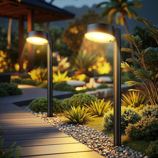 2 Pack Solar Pathway Lights Outdoor, Bright LED Solar Lights Outdoor Waterproof, Up to 12 Hrs Modern Path Lighting for Yard Garden Walkway Driveway Lawn Decor (2 Pack)