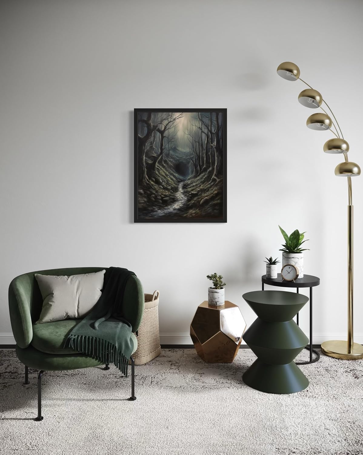Dark Tunnel Poster Art Print, Halloween Scary Vintage Wall Art Academia Spooky Painting Decoration for Horror Prints, Gothic Posters Bedroom Decor 89 (Dark Tunnel, 11 x 14 inches, Black Frame)
