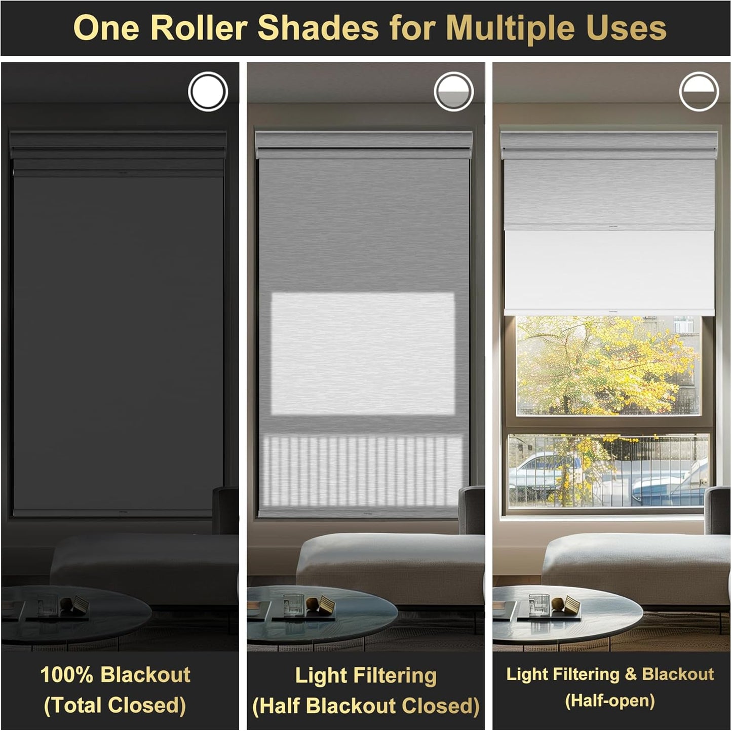 BERISSA Cordless Dual Roller Shades with Cassette Valance, Double Window Shades Blackout and Light Filtering, Day and Night for Home Office Door, Striped Jacquard White, 54 W x 80" H