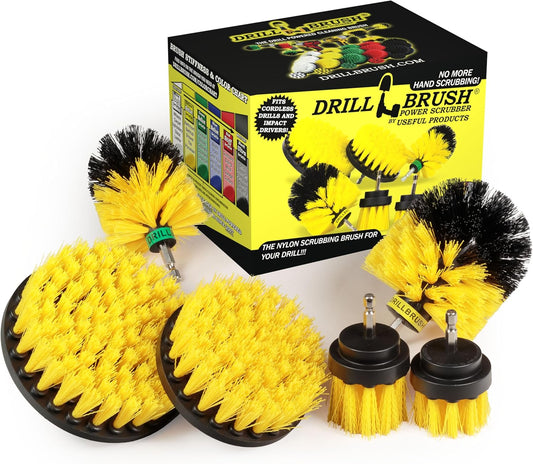 Drill Brush Attachments for Cleaning Shower, Bathroom, Grout, Tile, Bathtub, Bath Mat, Sink, Tile, Porcelain, Fiberglass, Cast Iron, Flooring – Grout Cleaner Drill Brush Set - Bathroom Accessories Kit