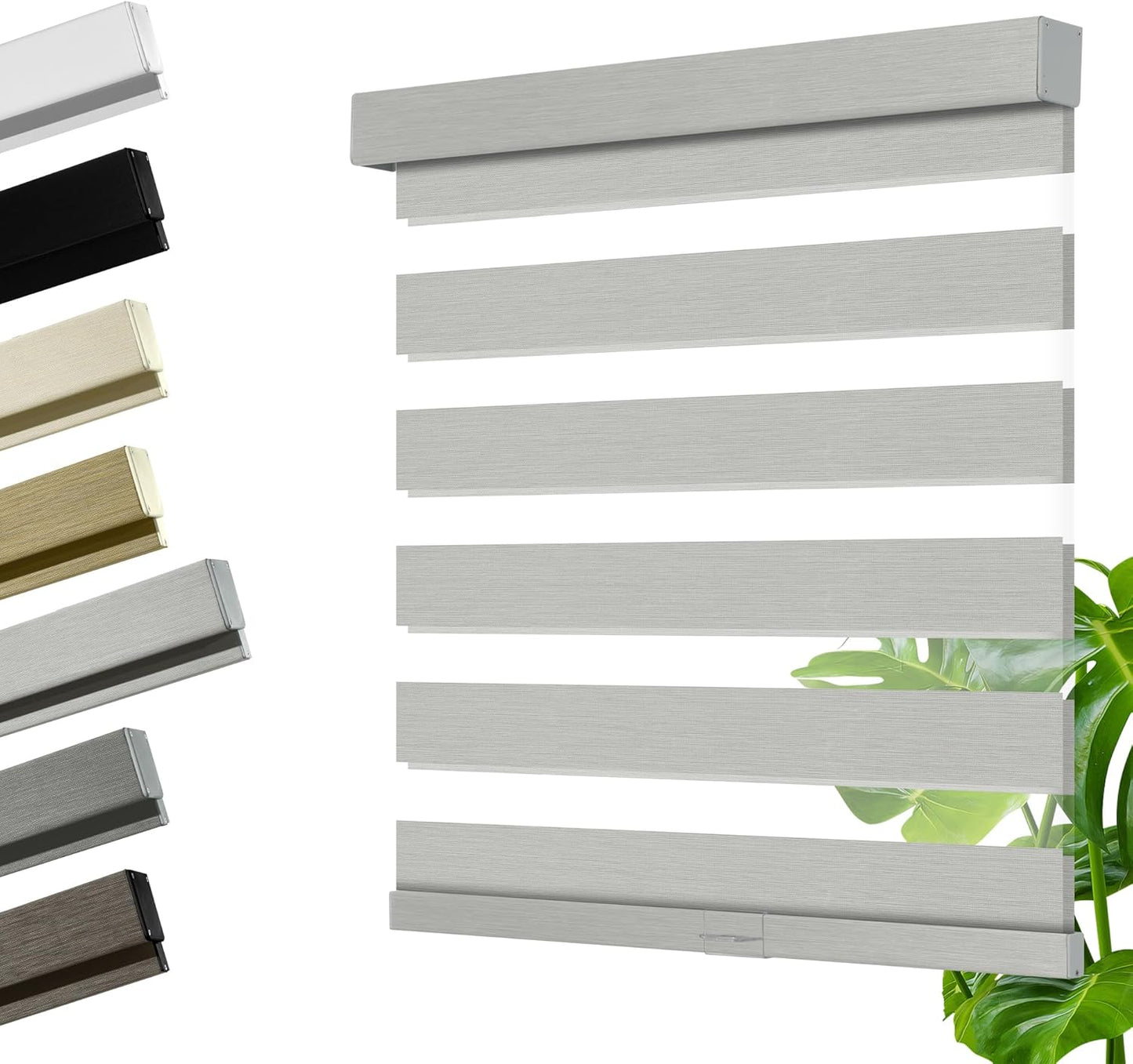 Cordless Zebra Blinds for Windows, Blackout Interior Blinds,Easy to Install,UV Protection,for Offices and Home,Custom Roller Shades, Mousse Light Grey,32" W x 80" H