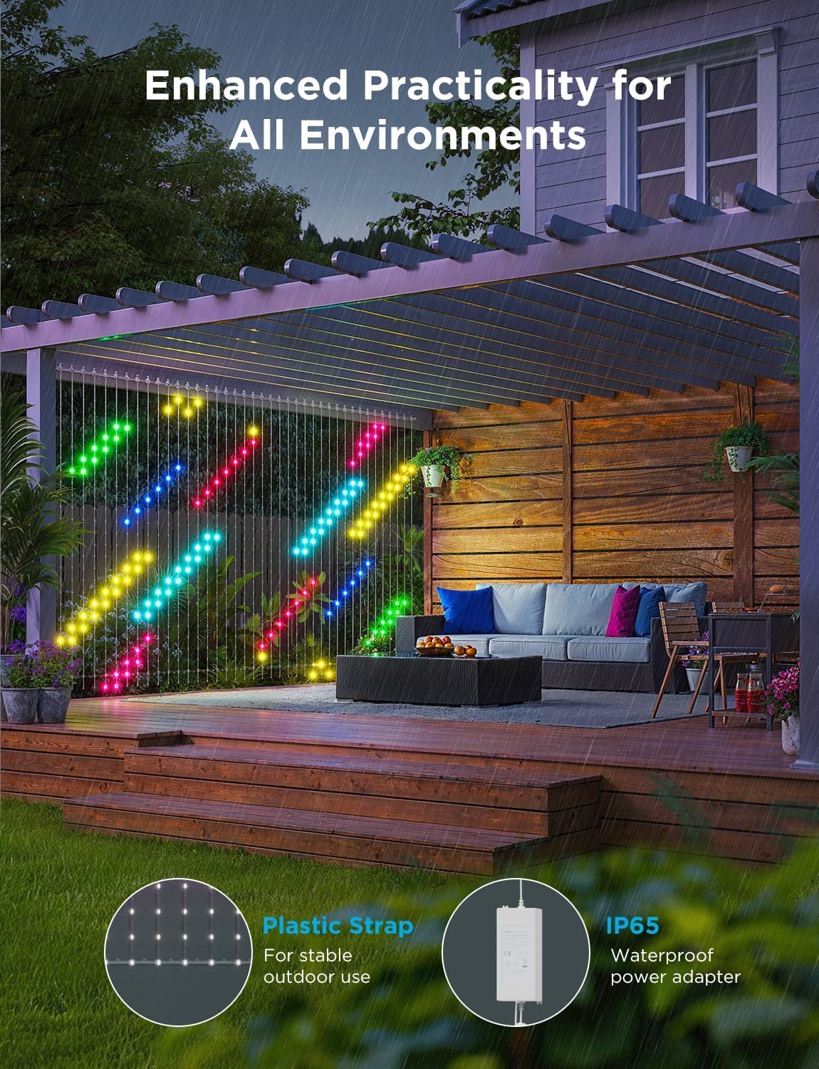 Govee Curtain Lights 2, 520 LEDs, Smart LED Curtain Light with DIY GIF AIGC, Non-Splicable, RGBIC Color Changing Holiday Lights for Indoor Outdoor Bedroom Window Decor, IP65 Waterproof, 4.9×6.6ft