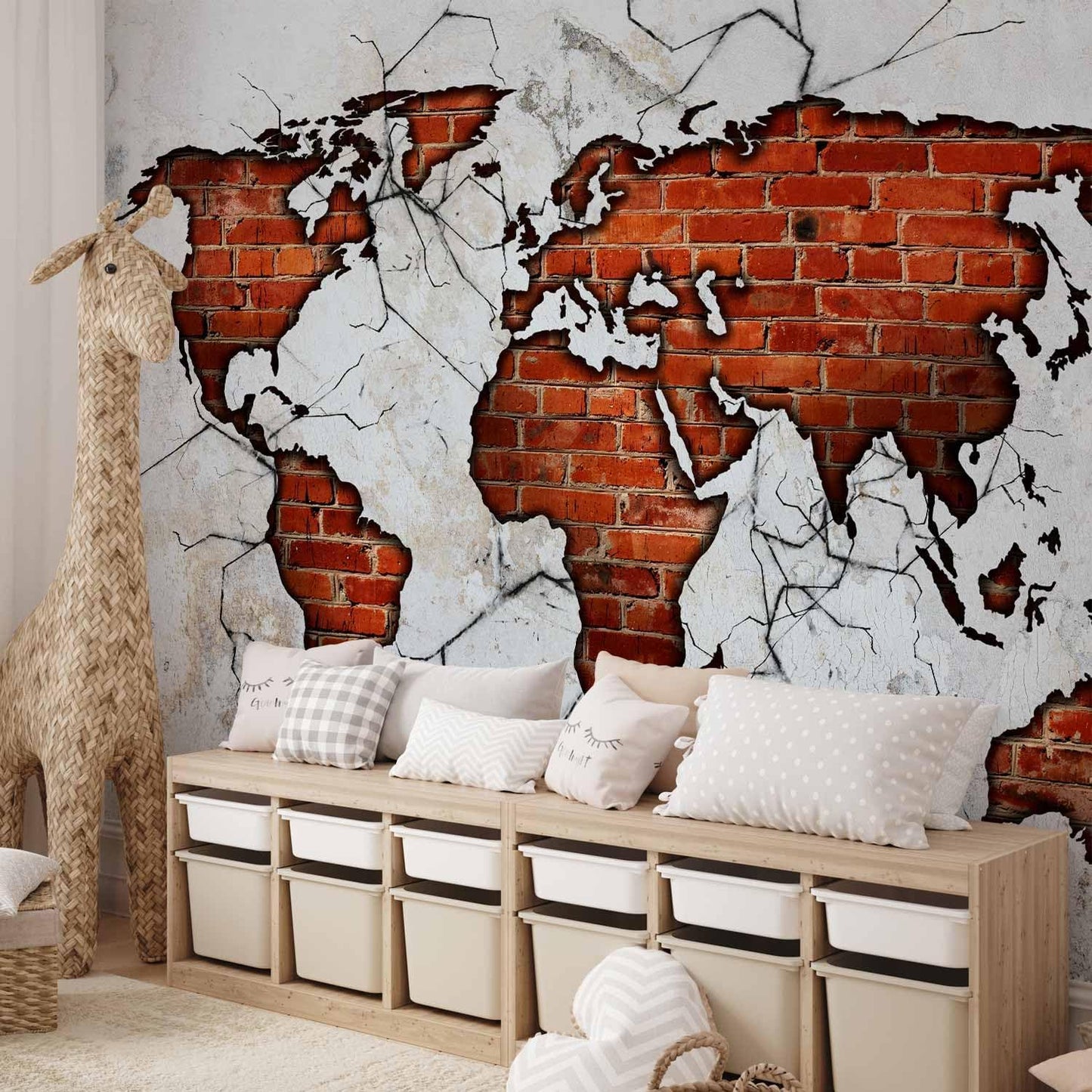 artgeist Wall Mural World Map 135x101 in - XXL Peel and Stick Self-Adhesive Wallpaper Removable Large Sticker Foil Wall Decor Print Picture Image Design Map of The World k-A-0495-a-a