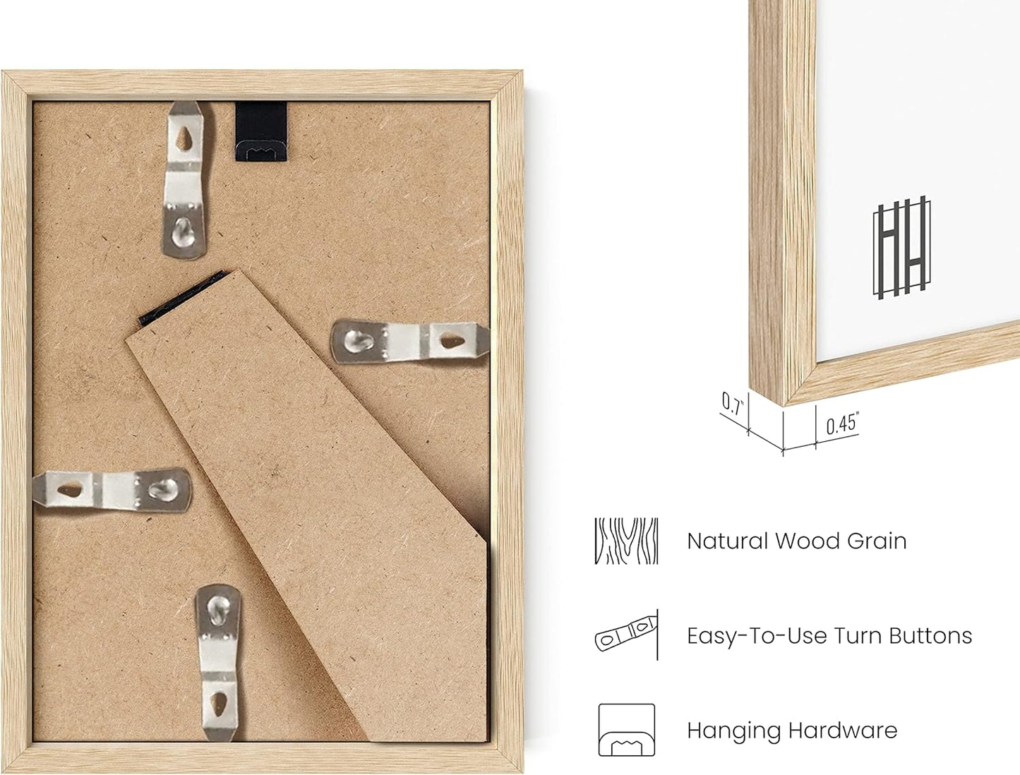 Haus and Hues 5x7 Natural Oak Wood Photo Frame Set of 25 - Mini Picture Frames Bulk Gallery Set - Premium Bulk Picture Frames 5x7 for Stylish Photo Gallery Wall Frame Set - Ideal for Home & Office