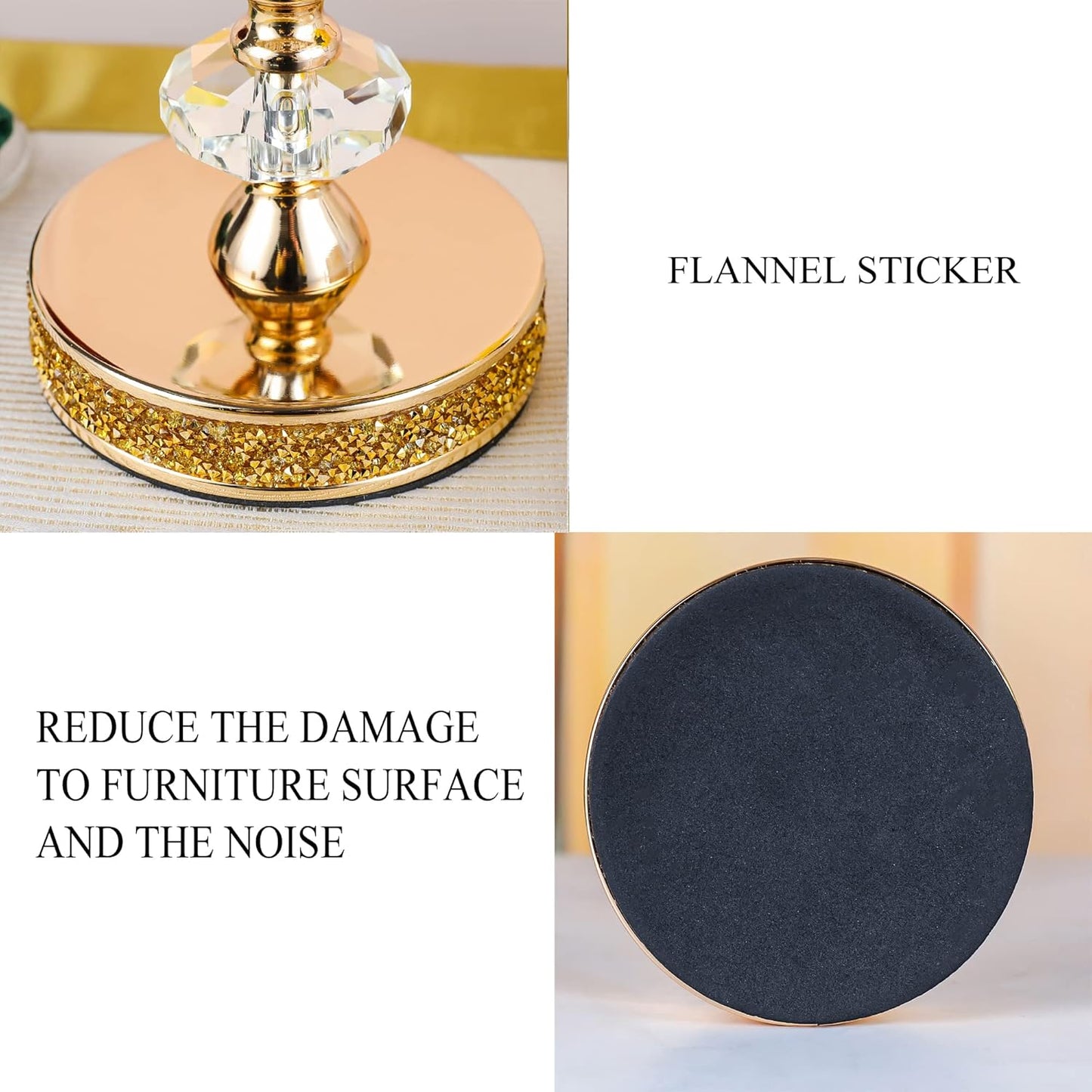 Crystal Pillar Candle Holder with Glass Shade, Gold Metal Base (S)