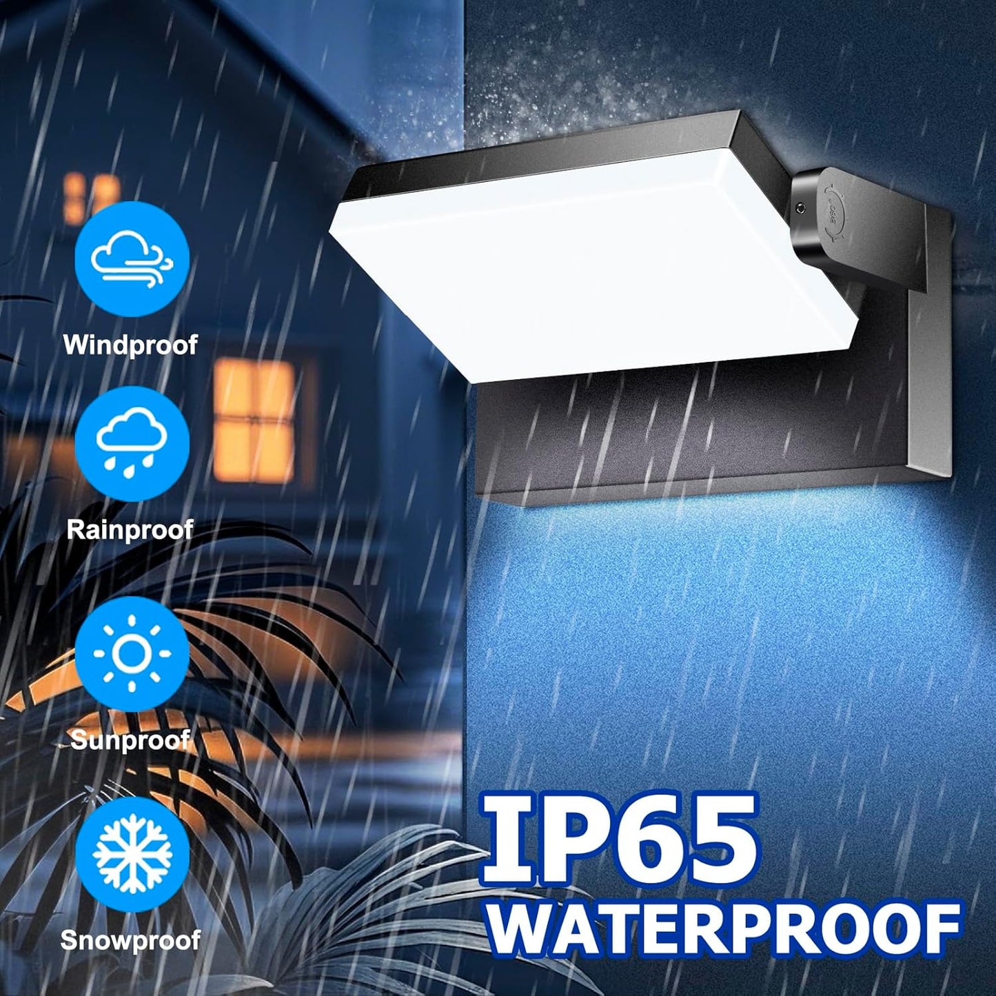 60W LED Outdoor Wall Lights with 360°Rotation, Flood Lights Outdoor 5000K 4000K 3000K 3 Colors Changeable,Outside Sconce Security Lights for Garage Barn Front Porch