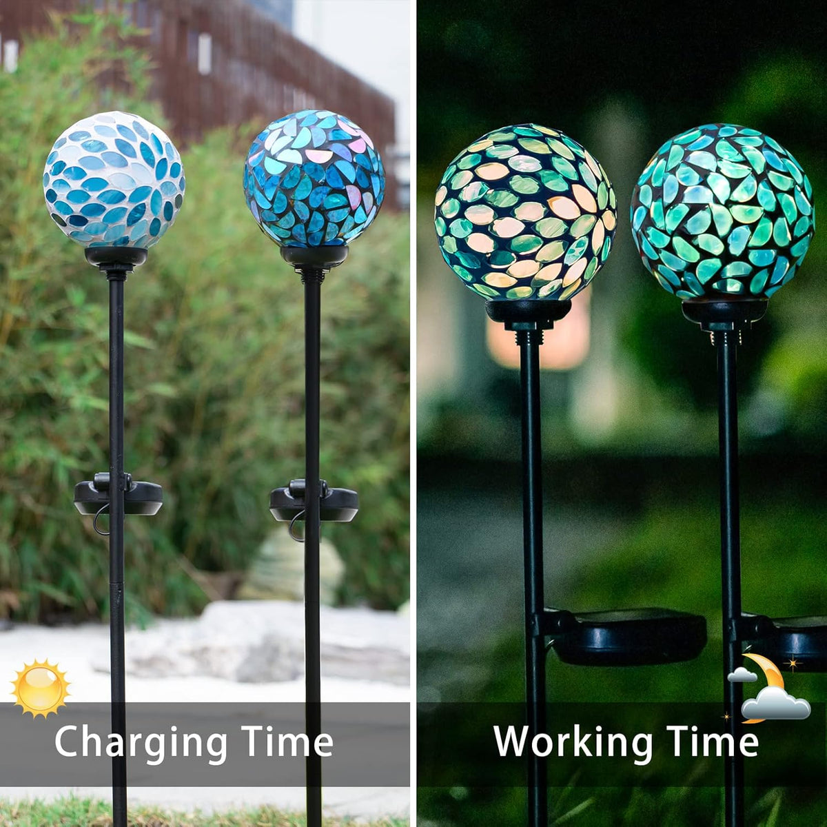 VCUTEKA Solar Lights Outdoor Decorative, Mosaic Solar Garden Light Waterpoof LED Pathway Stake Light for Landscape Lawn Patio Yard Decoration, 2 Pack