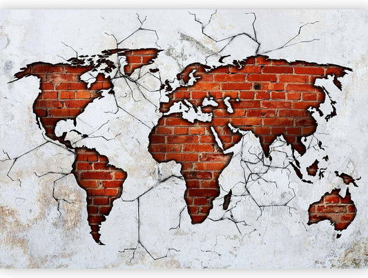 artgeist Premium Wall Mural World Map 118x83 in - XXL Non-Woven Wallpaper Fleece Wall Decor Photo Print Picture Image Design Map of The World k-A-0495-a-a